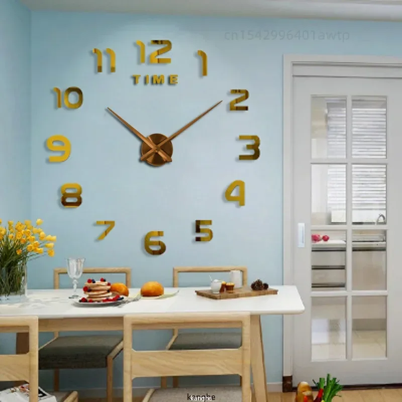 Modern Design Large Wall Clock 2D DIY Quartz Clock Fashion Watch Acrylic Mirror Stickers Living Room Home Decoration wall clock