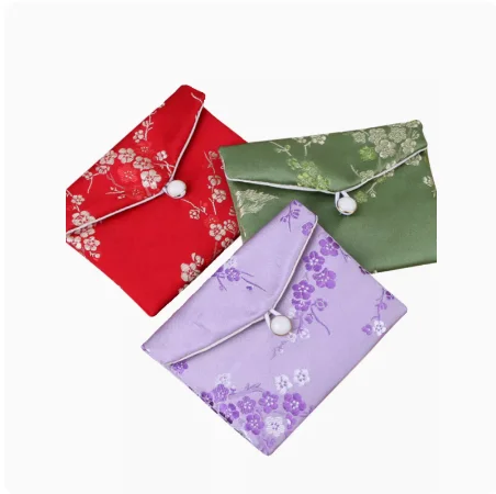 

12pcs 3 Size Small Chinese Silk Brocade Jewelry Pouches Vintage Button Bracelet Necklace Ring Earrings Gift Bags Coin Purses