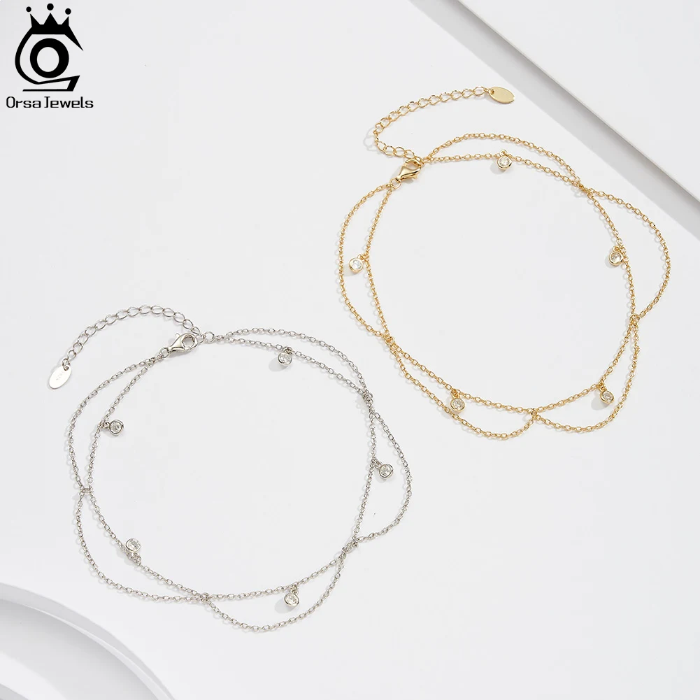 925 Sterling Silver Bohemia Zirconia Pendants Anklets Foot Jewelry Clear CZ Charm Rhinestone Bracelet on Leg SA72