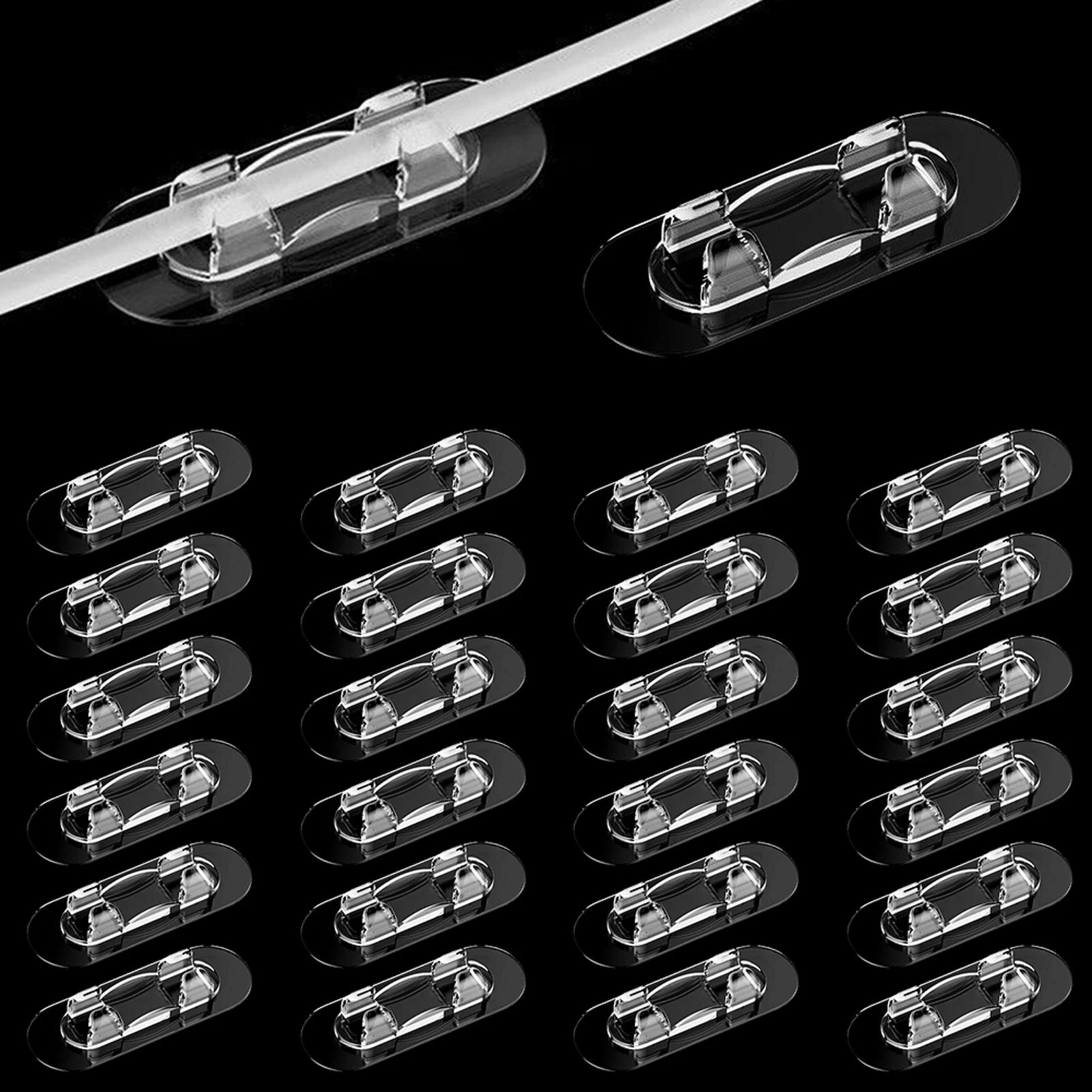 40pcs Cord Management Wire Holder Self Adhesive Fastener ABS Cable Clip