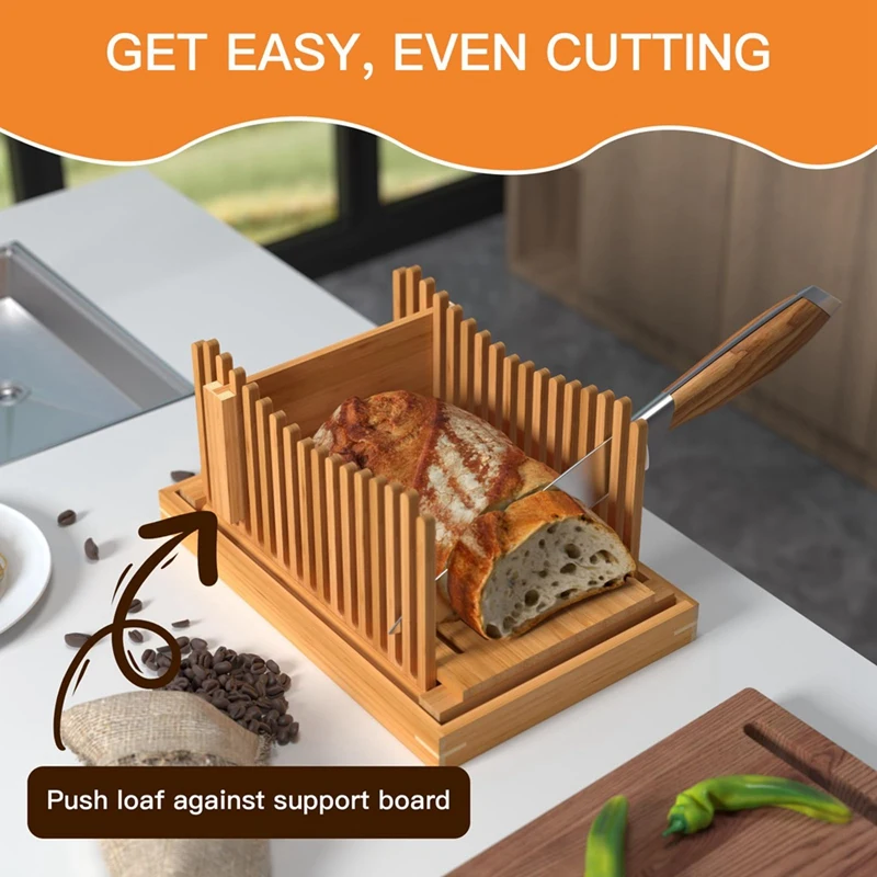 Bamboo Wood Bread Slicer For Homemade Bread Toast Cutting Board Adjustable Thickness Breadmaker For Loaf Cakes