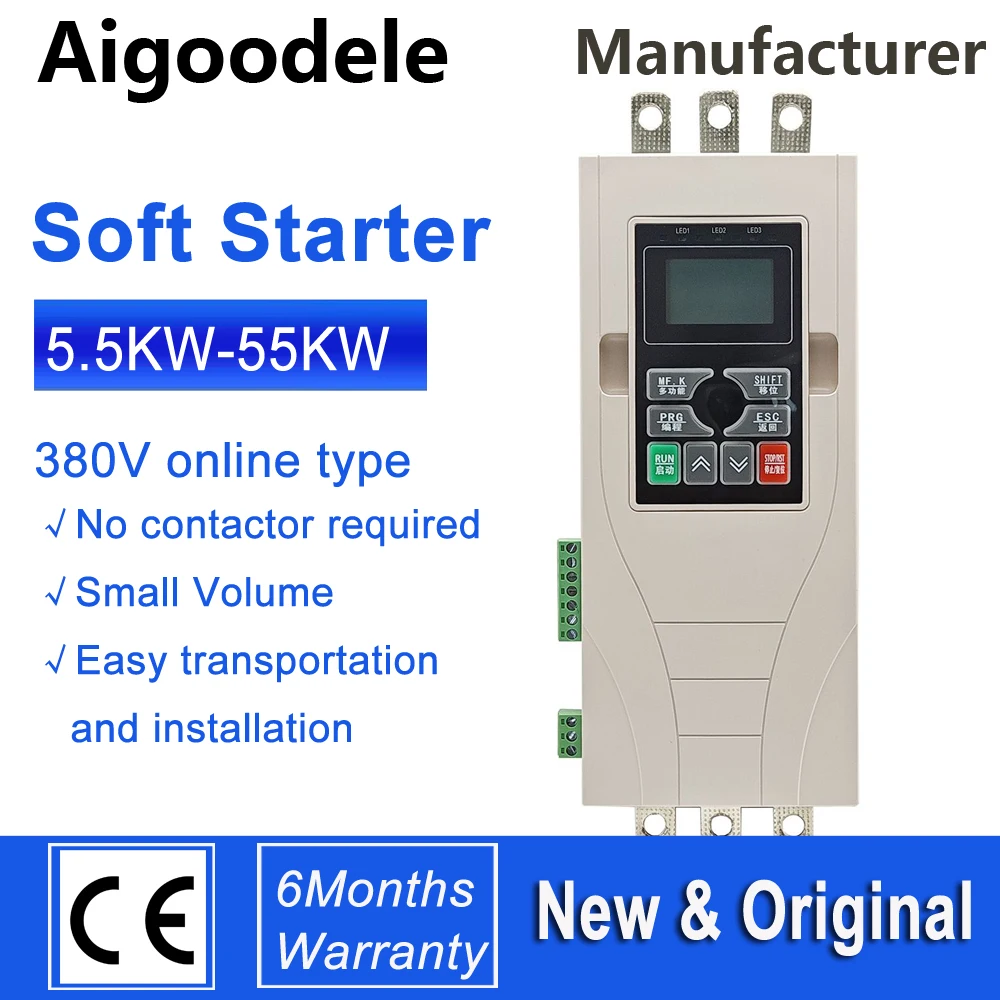 Motor soft starter three phase 380V 50Hz/60Hz Online Motor Starter AC 11/15/18.5/22/30/37/45KW Small type motor controller