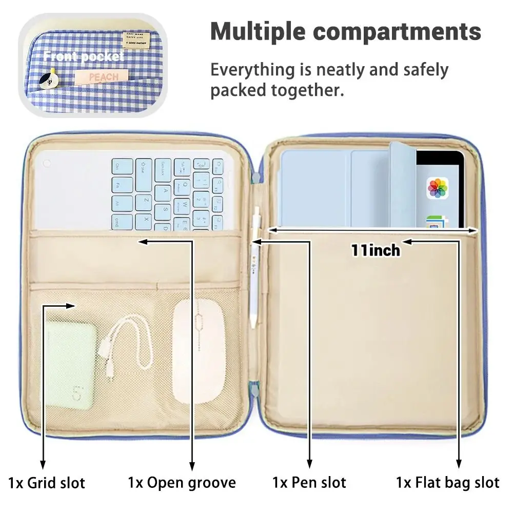 Versatile Shockproof Tablet Sleeve with Multi-Pocket Storage