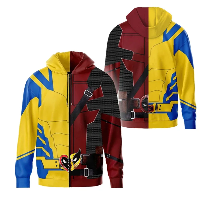 thumbnail image 2 of Sudadera con capucha de Deadpool Wolverine para adulto, disfraz de superhéroe, cosplay, estampado 3D, para Halloween, carnaval, sudadera con cremallera, chaqueta, 2 of 4