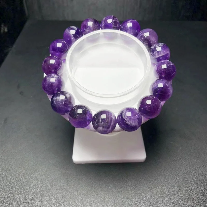 

12MM Natural Dream Amethyst Stone Beaded Bracelets Women Purple Crystal Quartz Energy Bead Reiki Healing Bangle Jewelry Gift