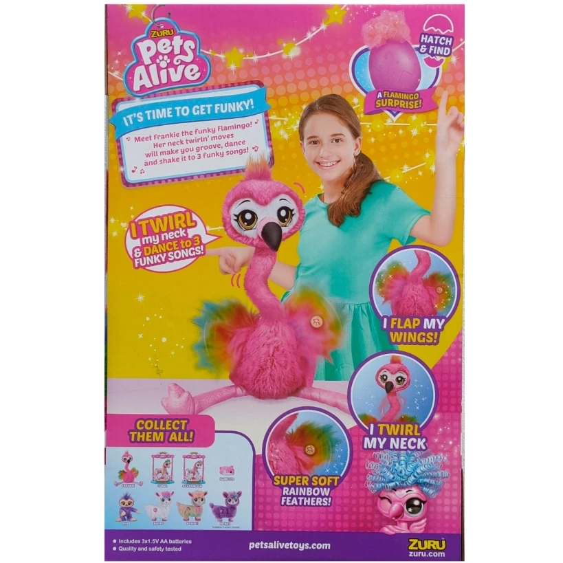 Original Pets Alive Rose Kawaii Red Flamingo Pluszowy Electronic Pet Electric Music Girls Kids Playhouse Toys Gift
