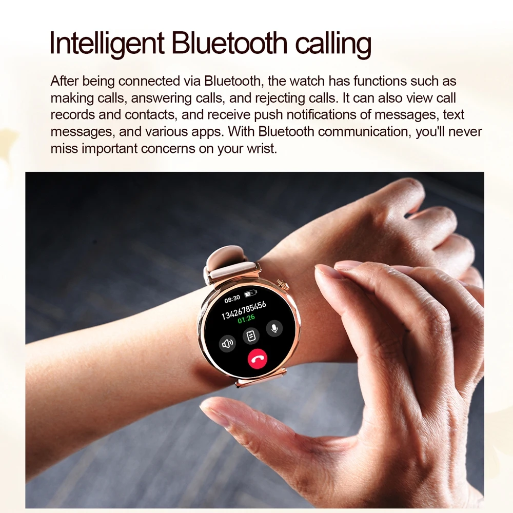 Bluetooth Call Smartwatches Ladies AMOLED HD Screen Heart Rate Monitor Bluetooth Call IP68 Waterproof Smart Watch 2025 New