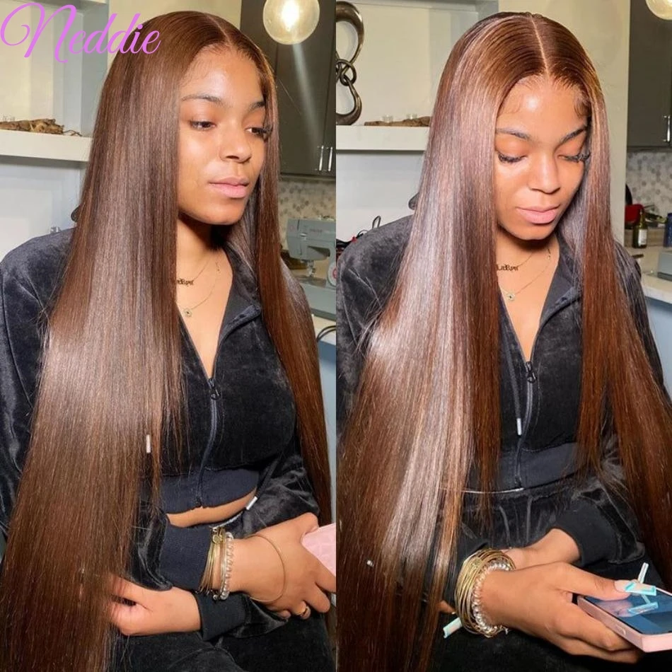 Lace front human hair wigs human hair wigs Chocolate Brown Bone Straight Wigs 30 Inch Brazilian Human Hair Wig 13x6 HD Lace Frontal Wig 13x4 Lace Front Wigs Colored