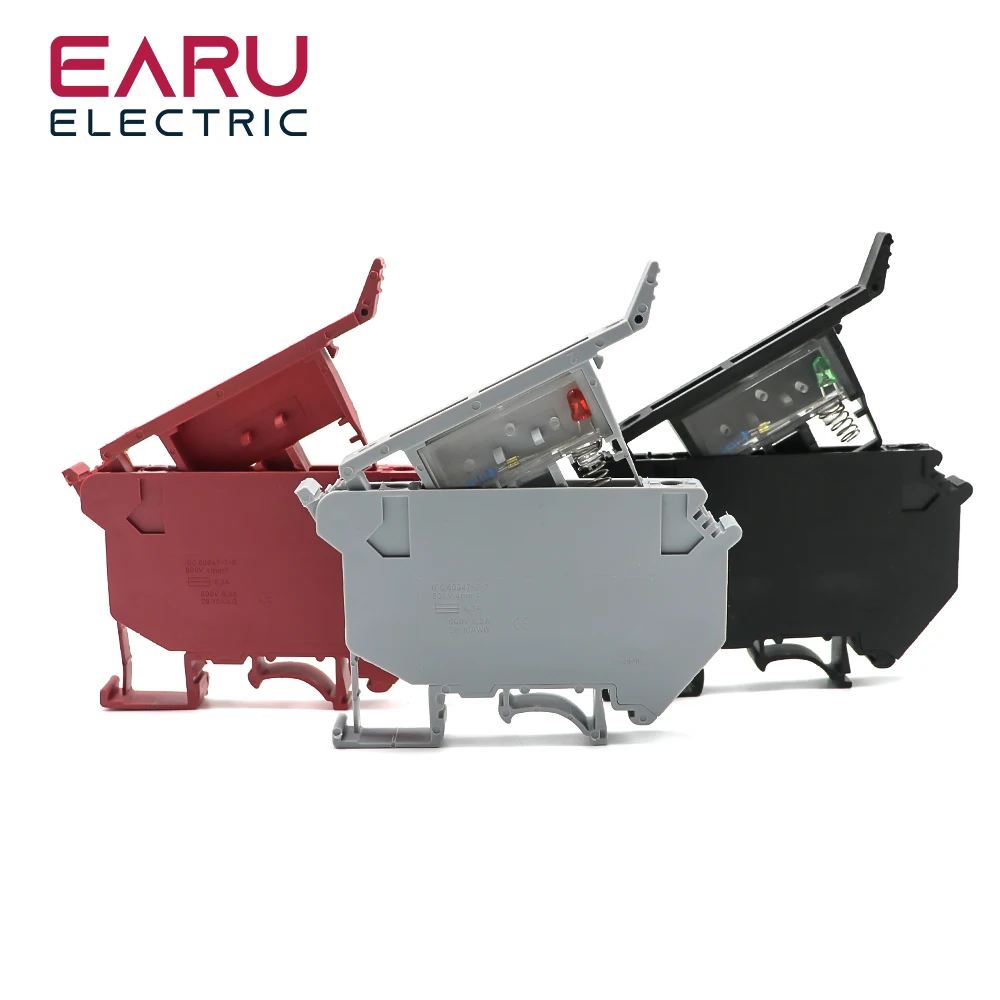 10 шт./лот клеммные блоки Din-рейки, черный разъем, винтовая Клеммная колодка предохранителя, коннектор, держатель винтового предохранителя, проводник