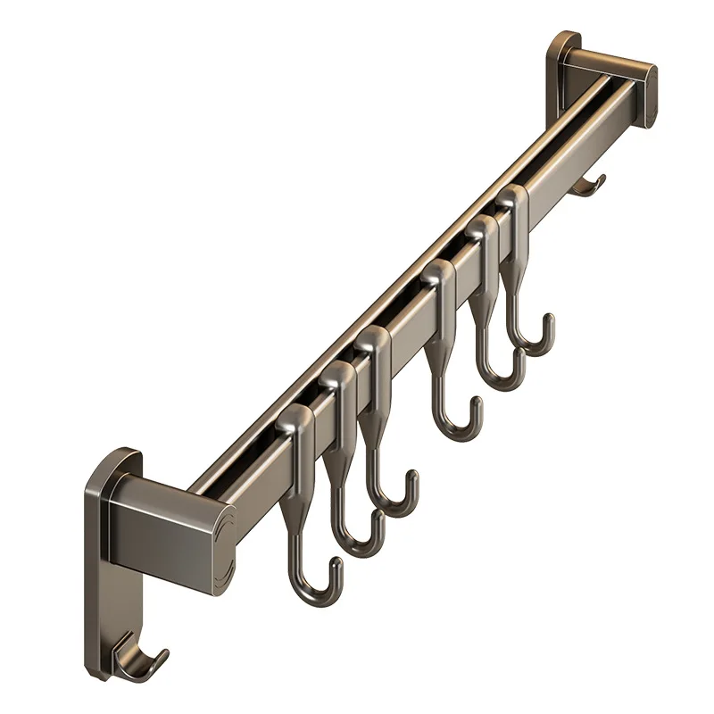 Kitchen Hooks Multifunctional Wall Mounted Storage Knife Rack Non Perforated Hanging Rod Spatulas Spoons Hanging Racks Row Hooks
