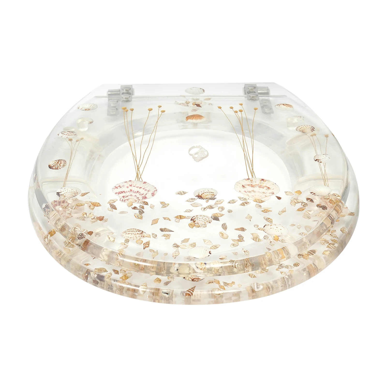 Resin Toilet Lid Universal Cover Real Dried Flower Shell Universal Toilet Cover Transparent