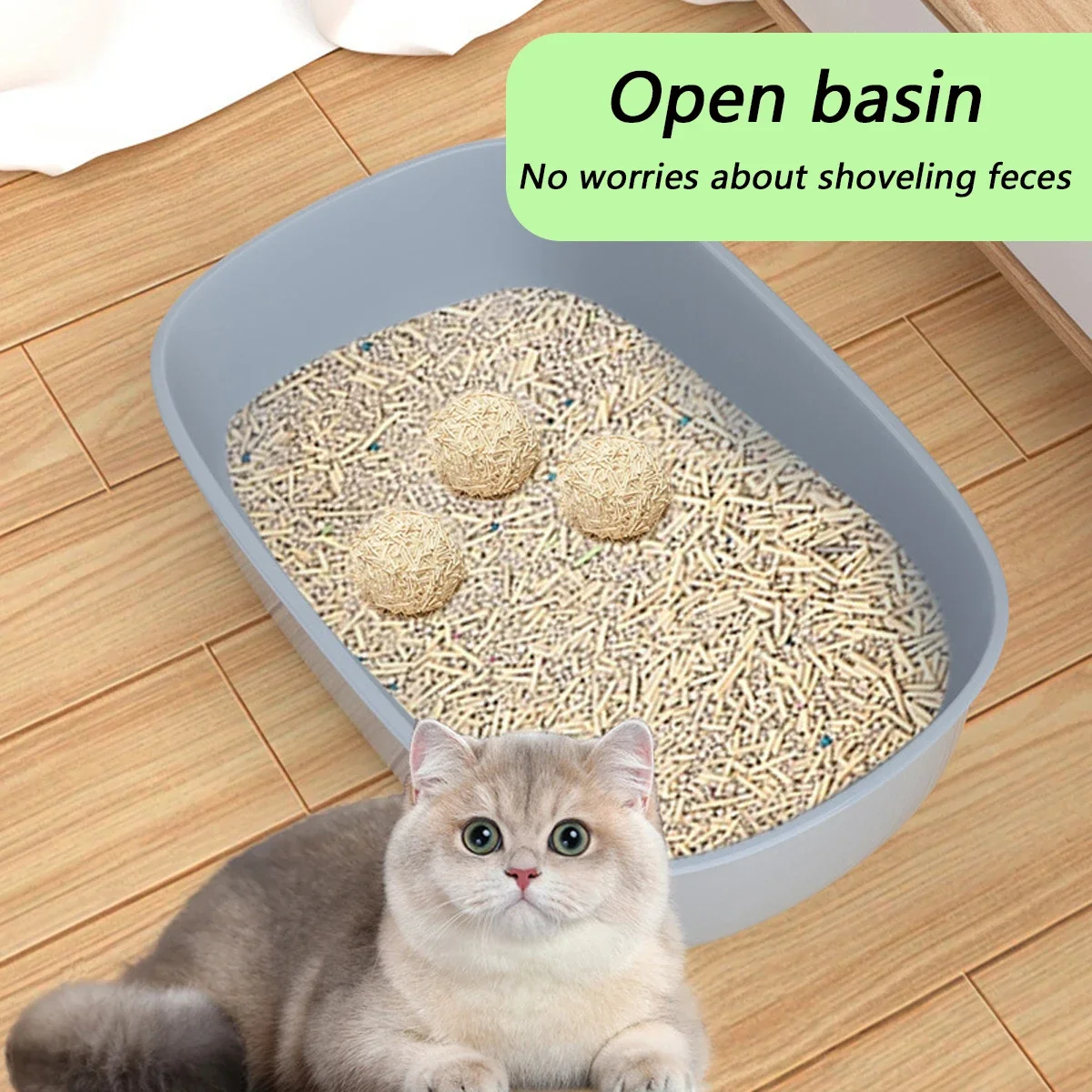 Cat Litter Box Thickening Kitty Sandbox Semi-enclosed High Side Splashproof Pet Bedpans with Litter Scoop Cleaning Cat Supplies cat litter box