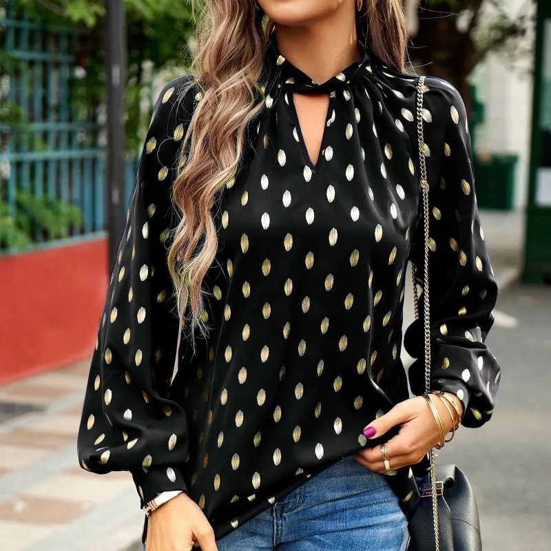 Satin polka-dot blouse - Women