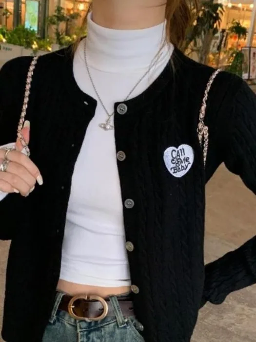 여성용 숏 오픈 가디건 스웨터 그레이 컬리지 스타일 니트 아우터웨어 가을 겨울 패션 캐주얼 스포츠웨어 라이프스타일