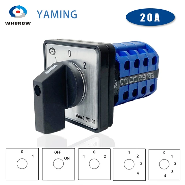 Commutatore 380V 20A 4KW HZ5-20/4 L02 - Interruttore A 3 Posizioni Con 6 Terminali | Per Generatori E Impianti Industriali