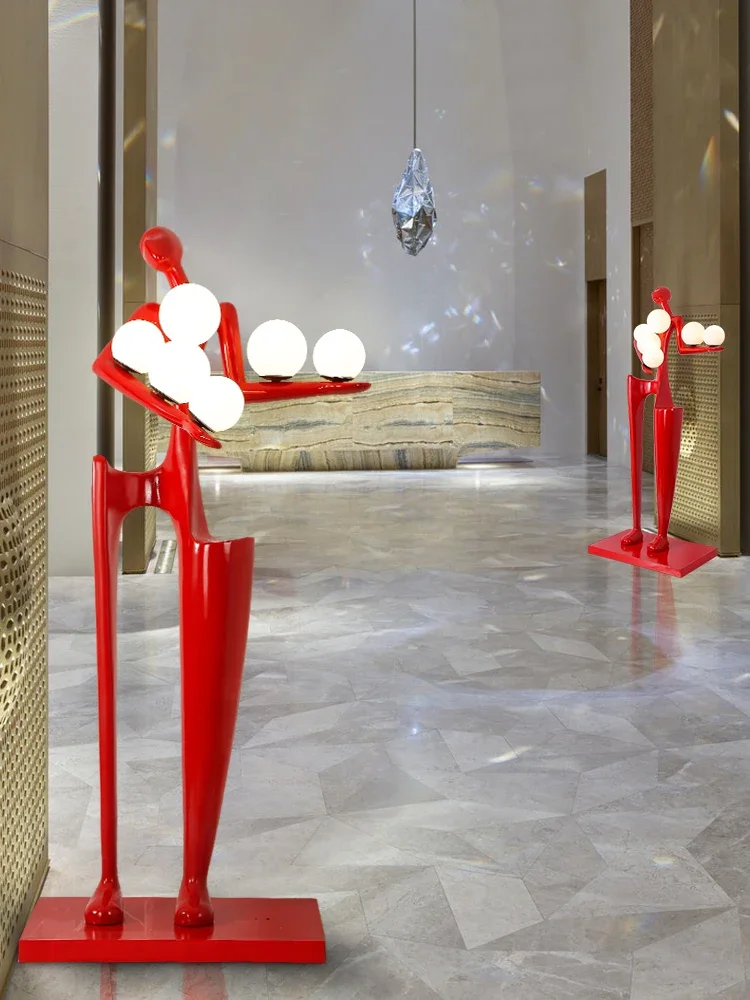Welcome figure sculpture light luxury floor lamp furniture Hotel lobby exhibition hall abstract art humanoid floor decoration