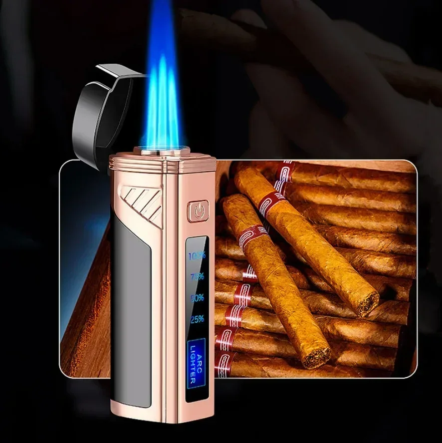 Fingerprint Touch Sensor Jet Turbo Flashlight 3 Flame USb Plasma Charging Electronic Butane Windproof Gas Lighter Gift butane gas lighter,cigarette lighter