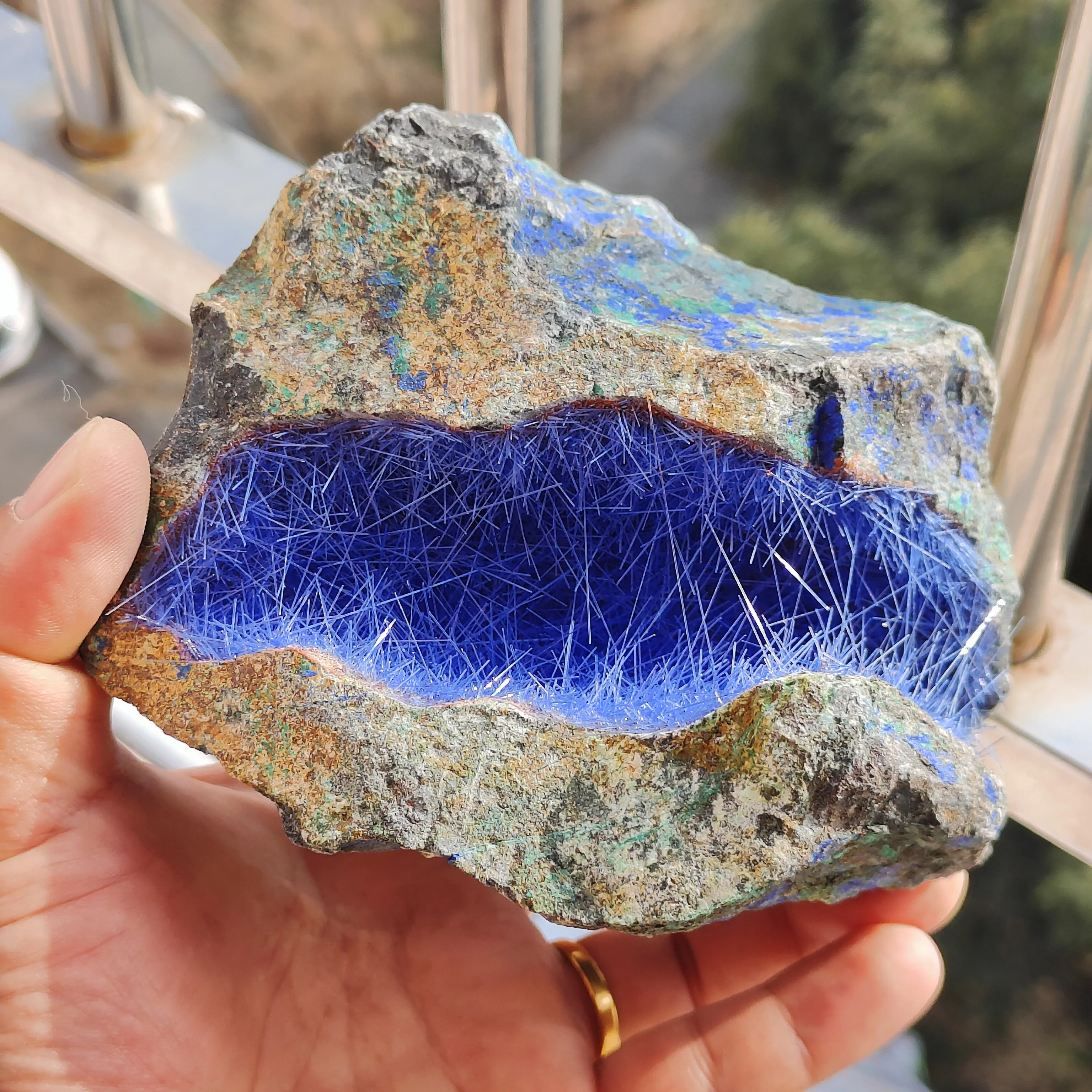 1.2kg 1pcs Natural beautiful Geode Azurite and Malachite symbiotic mineral specimen crystal Stones and crystals Healing crystal 3