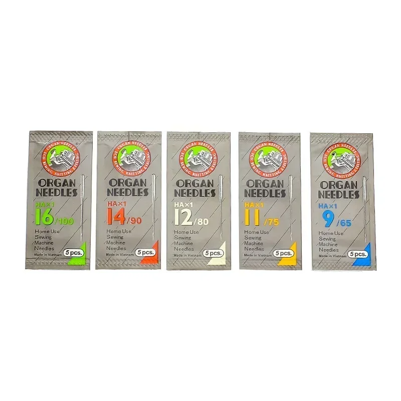 5pcs/Pack of ORGAN Household Sewing Machine Needles HAX1 Sewing Needles for SINGER BROTHER Size 8,9,10,11,12,14,16,18