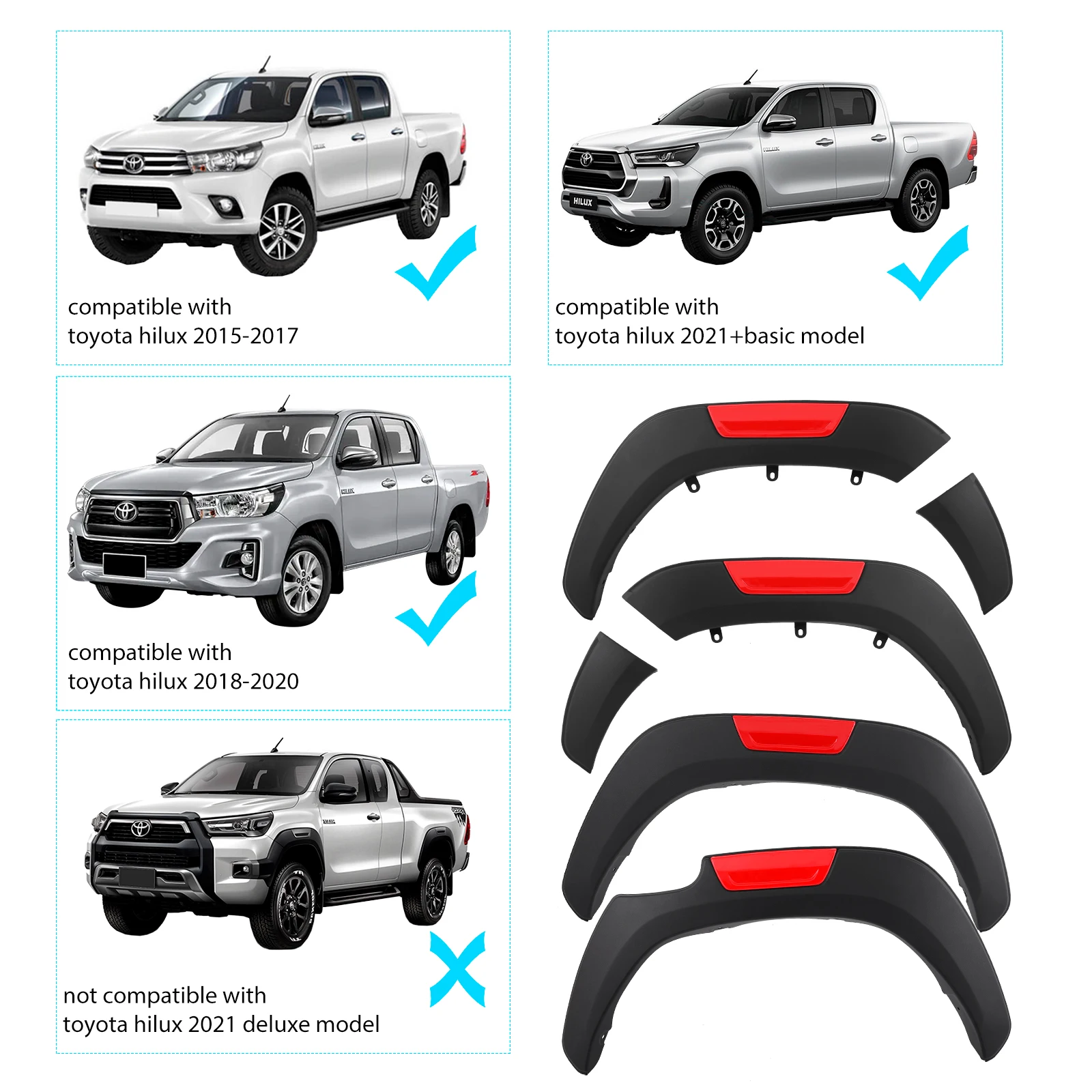Inch Fender Flares Accessories For Toyota Hilux 4x4 2021, 47 OFF