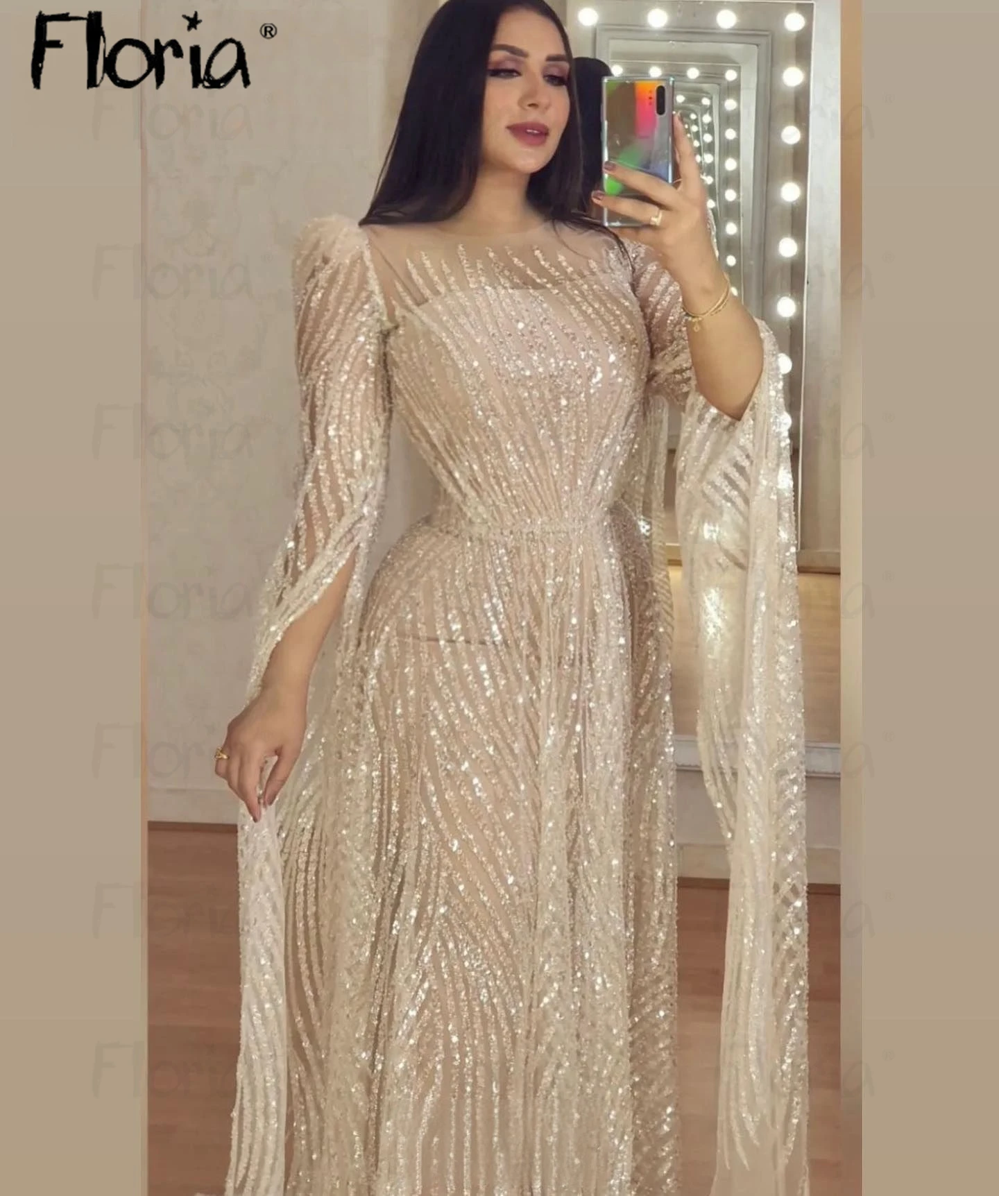 

Plus Size Robe Soirée Female Elegant Champagne Full Beaded Celebrity Dresses Formal Prom Party Gowns Dubai Vestidos De Noche