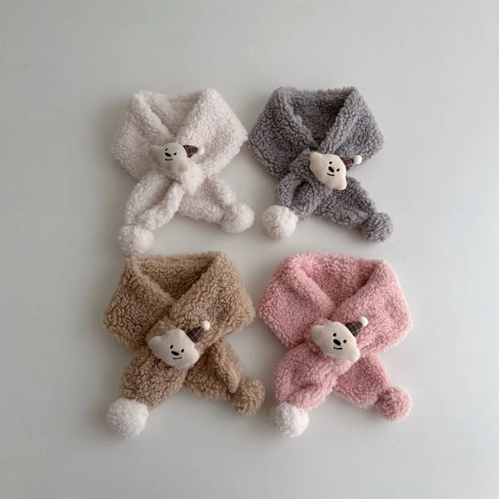 New Autumn Winter Children Cute Cartoon Bear Outdoor Warm Scarf Newborn Neckerchief Thicken Baby Boy Girls Soft Scarves for Kids
