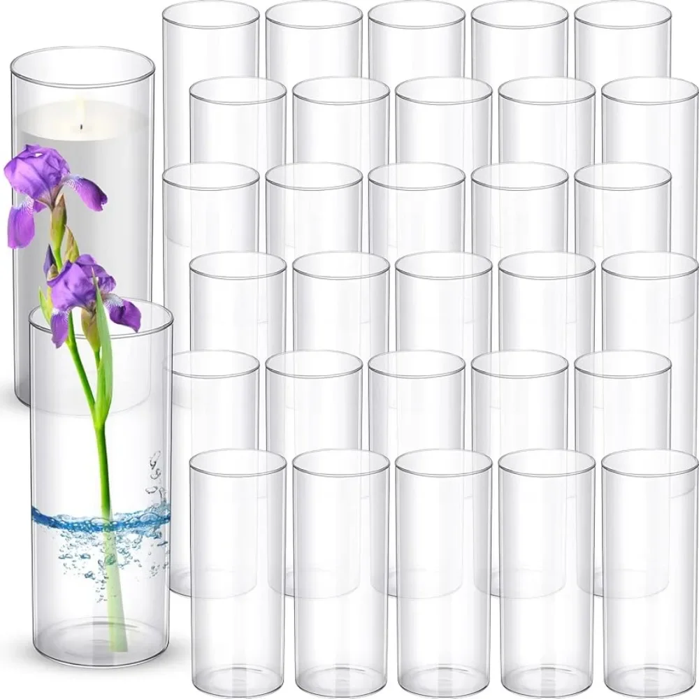 

Flower Bottle 36 Pcs Clear Glass Cylinder Vases Bulk 10 Inch Tall Floating Candle Holders Glass Flower Vase Hurrican Decor Room