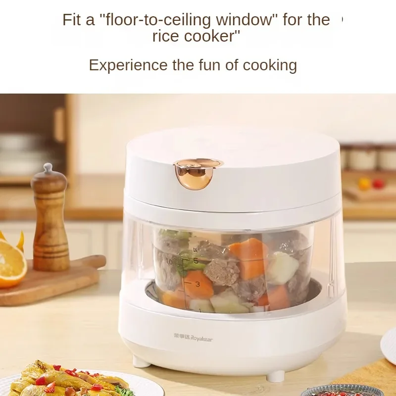 Rice Cooker Household Glass Transparent Inner Tank Steaming Rice Cooker 2-3 People Small Uncoated Rice Cooker 3L 2