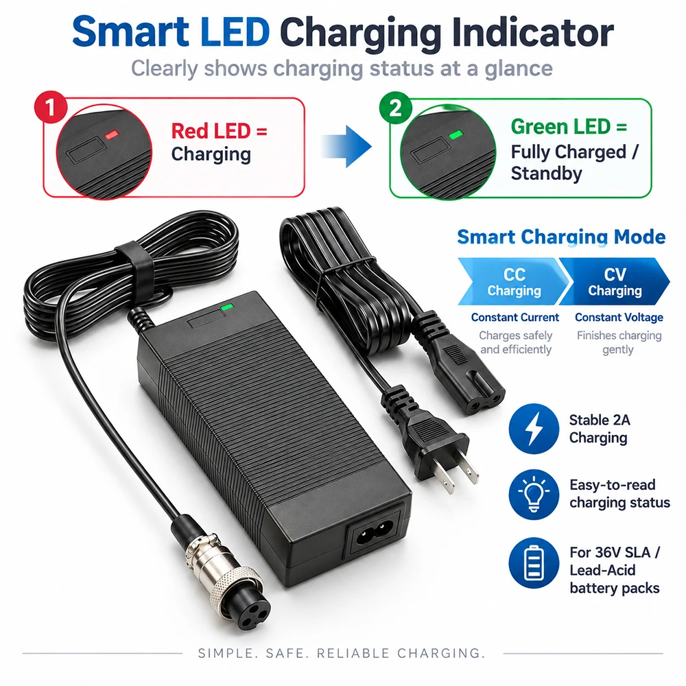 High-Performance 36V 2A Battery Charger for Electric Vehicles