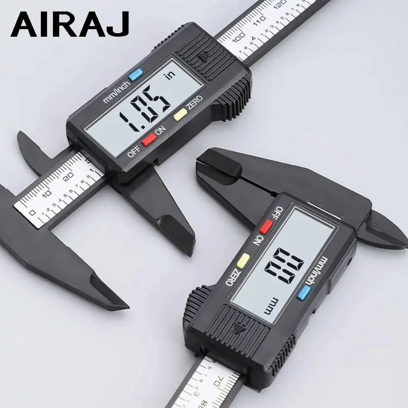AIRAJ Vernier Caliper Plastic Digital Caliper, Inch Metric Fraction Conversion, Large LCD Display Measurement Tool