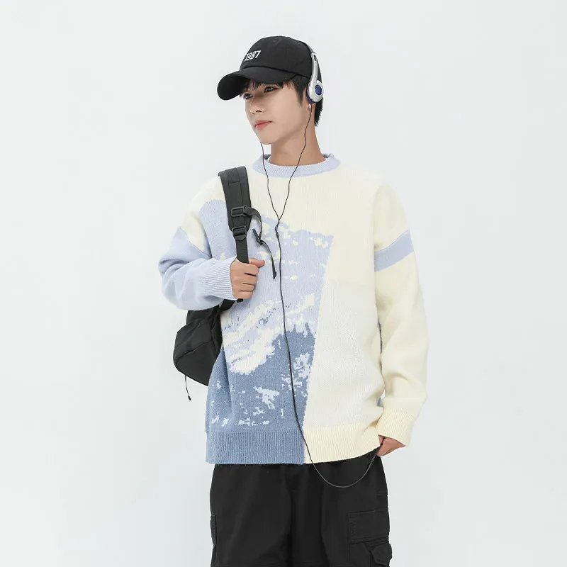 Fashion Men's Casual Slim Fit Basic Turtleneck Knitted Sweater High Collar Pullover Male Double Collar Autumn Winter Tops