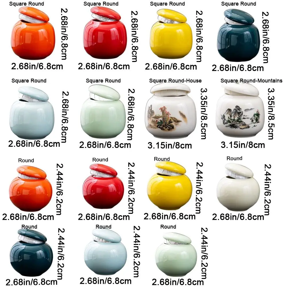 Elegant Empty Color Glaze Ceramic Jars Mini Sealed Tea Storage Jar Sub-bottling Tea Box Eyeshadow