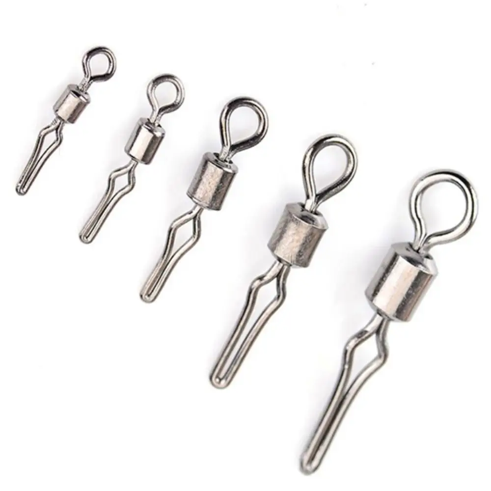 100 stücke drehbar mit seitlicher Schnur Clip Angel gerät Angelhaken und Mist Angel verbinder Angel wirbel mit Druckknopf – Detail 5