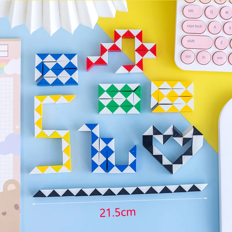 Educational Toy 6 Pcs Folding Magic Snake Ruler Puzzle Antistress Cube Kids Birthday Party Favors 21CM