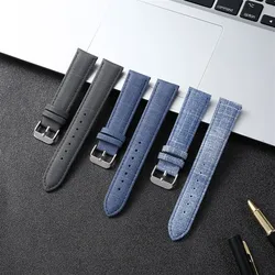 Denim Leather Watch Strap For women and men Nylon Replacement Watch Band Woven Pattern Soft Canvas Leather Strap High Quality