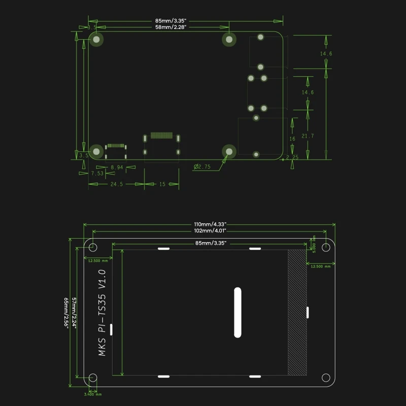 

OFBK 3D Printer Controller 64bit Quad-core Cortex-A53 PI-TS35 Display Klipper Screen
