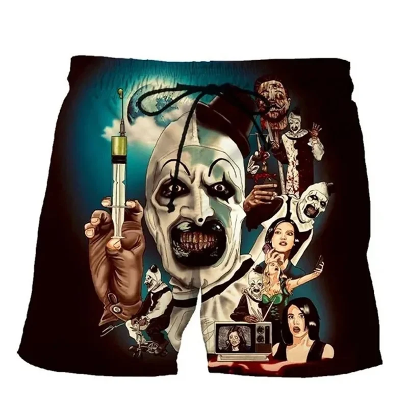 Terrifier 2 Horror Movie 3D Print Beach Shorts Men's Hip Hop Oversized Surfing Board Sport Pants Swimsuits Trunks Kids Clothing 5
