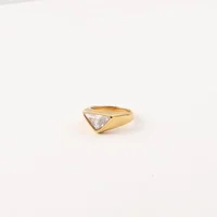 New Vintage High End PVD No Fade Fashion Luxury Simple Triangle Zircon Stainless Steel Finger Ring Trendy for Women 2