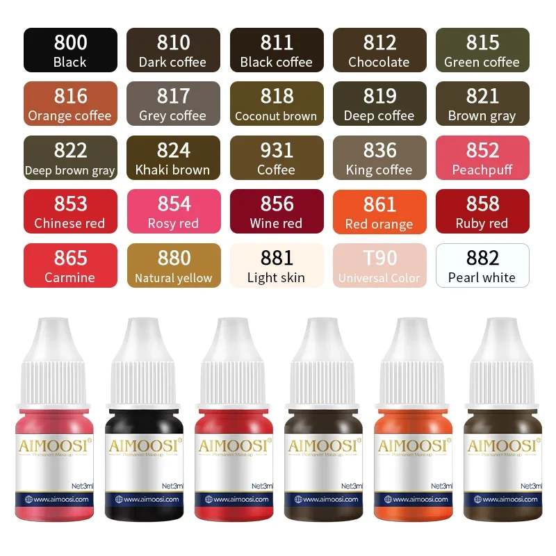 AIMOOSI 3ml Lip Ink Permanent Makeup Pigments Eyebrows Henna Professional Semi Permanent Microblading Tattoo Inks for Oily Skin 6