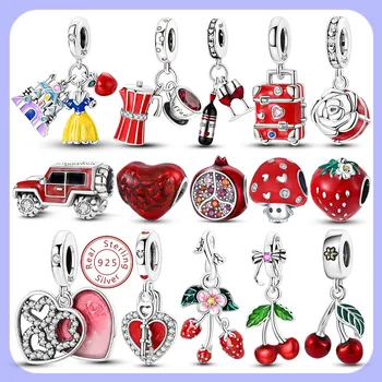 925 Silver Cherry Heart Charm 1