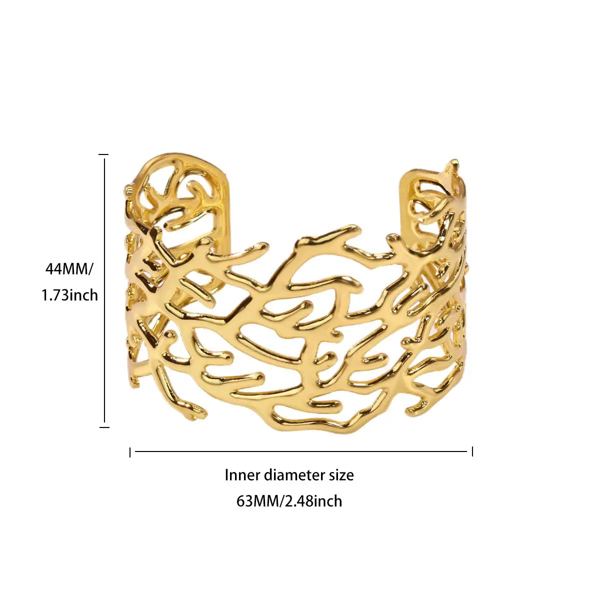 Stainless Steel Wide Branch Bangles For Women