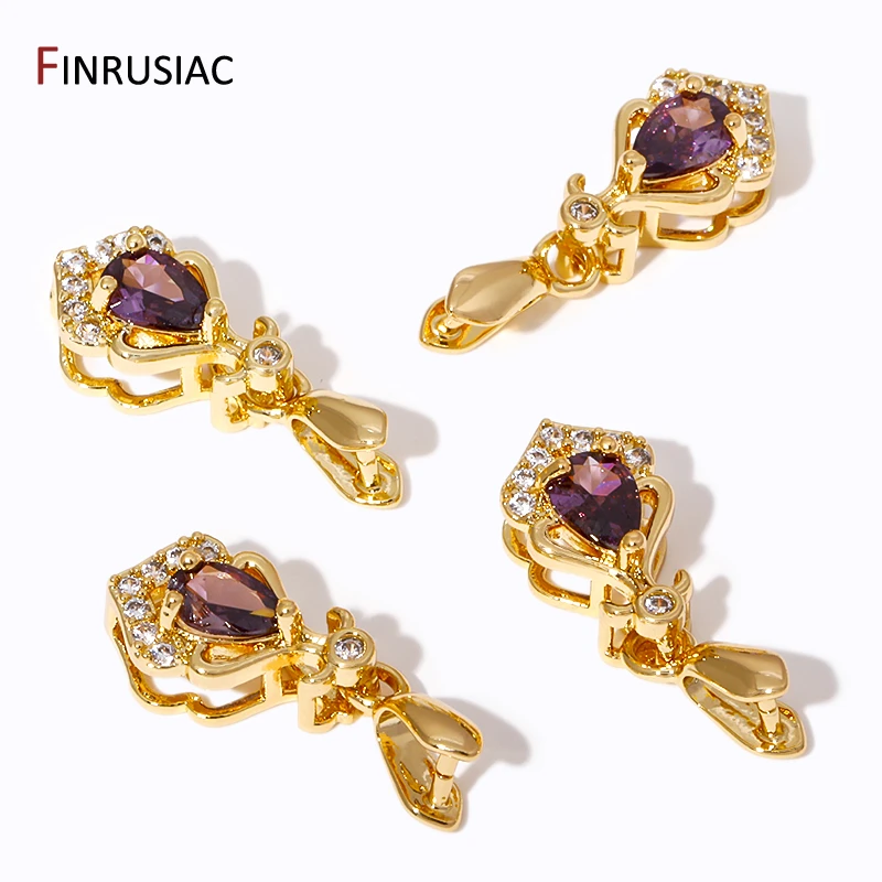 보석 제작용 금 도금 상감 지르콘 클램프 핀치 클립, 베일 후크 커넥터, DIY 목걸이 펜던트 파인딩, 도매 18K