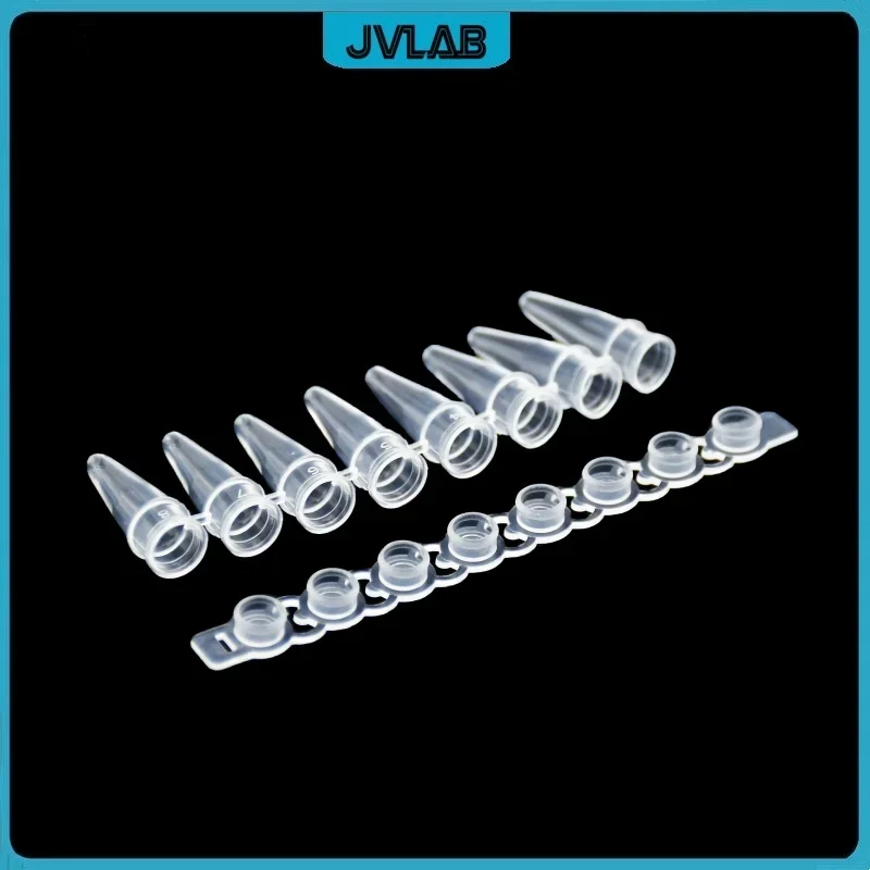 PCR Strip Tubes 0.2ml PCR 8-Centrifuge Tube Strips With Cover Micro Plastic Tube For Agarose Gene Experiment 200/PK ( 8/row )