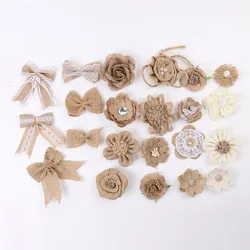Ensemble de décoration artisanale en lin, bricolage d'accessoires faits à la main pour fête de vacances, couture de fleurs 