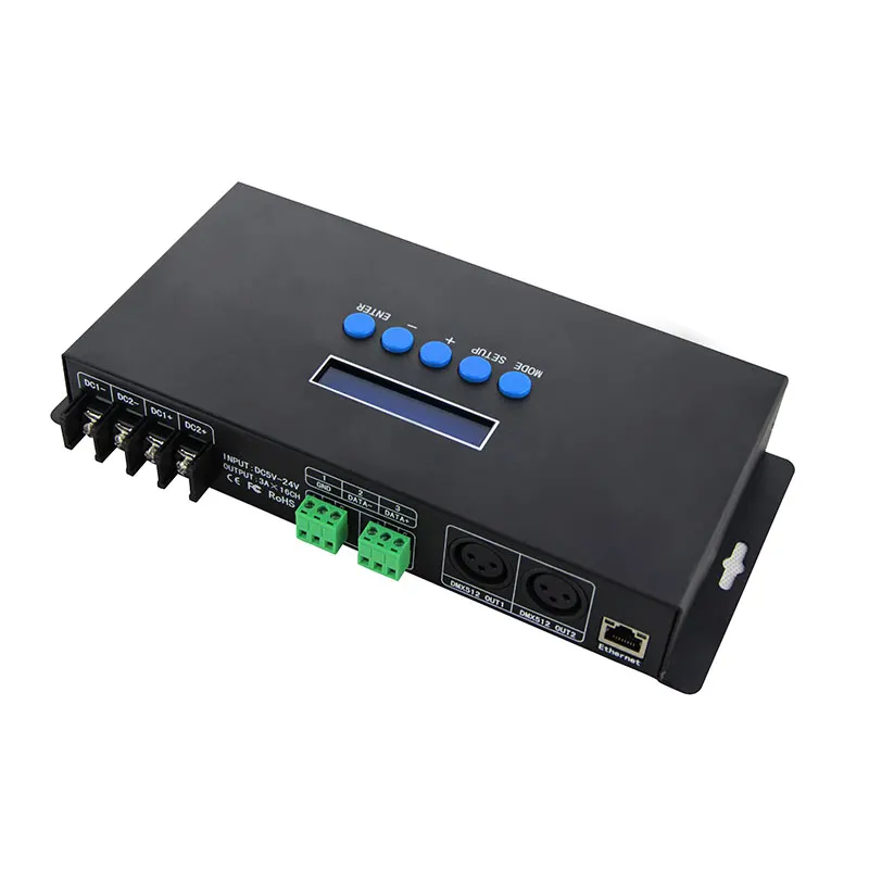 BC-216-V2 DC5V-24V ArtNet/sACN(E1.31) to SPI/DMX ȼ LED  Ʈѷ,  16 Ʈ