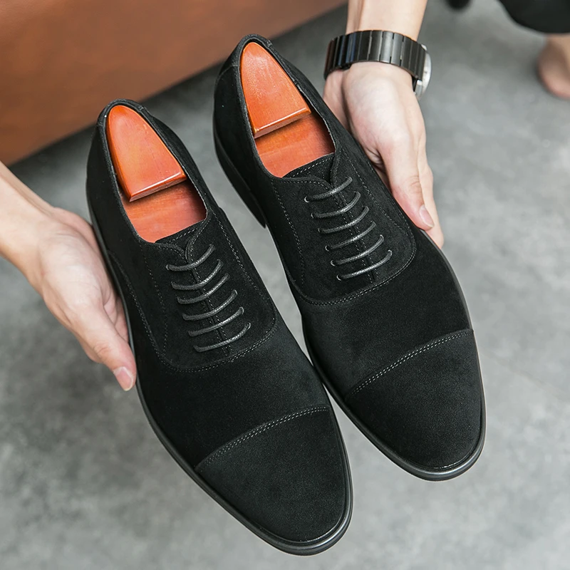 Italian Brand Men's Suede Shoes Banquet Dress Shoes Pointed Formal Shoes Formal Occasions Men's Business Shoes Non Slip