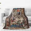 Antique Persian Isfahan Silk Rug With Flowers Animals Blankets Fleece Lightweight Throw Blankets Sofa For Home Throws Bedspread 2