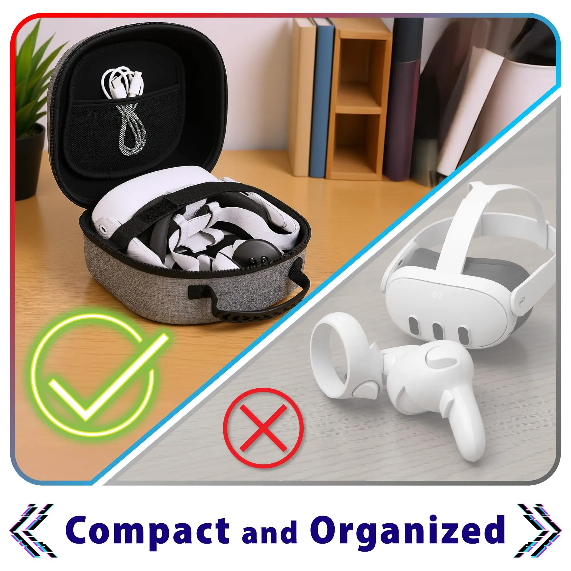 Durable VR Headset and Controllers Hard Carrying Case