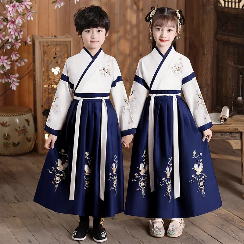 Hanfu Dress Set Stage Outfit Traditional Chinese Clothing Cosplay Children Baby Girl Boy Ancient Costume Kids