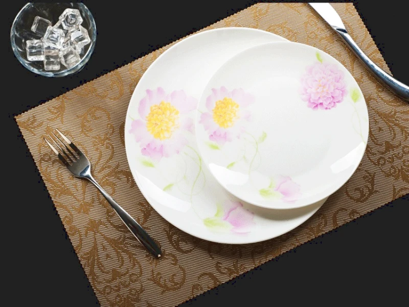 2pcs set, 8+10inch, real bone china charger plate set, sun-flower painting, porcelain dinner plates breakfest plate set